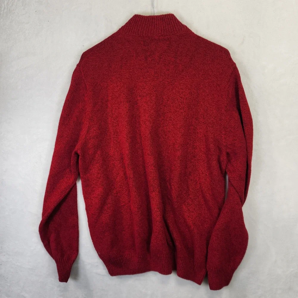 Chaps Mens XL Red Marl Quarter‎ Zip Mock Neck Pullover Sweater Long Sleeve